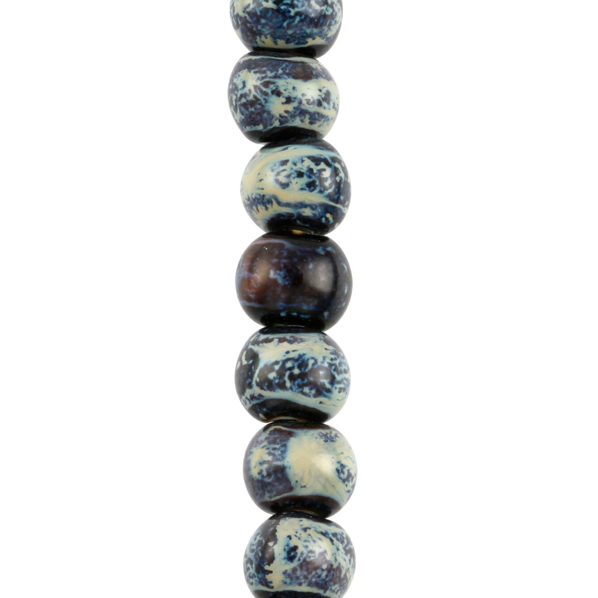 Blue Marbled Rondelle Ceramic Beads, 13.5mm by Bead Landing™